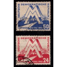 1951 - DDR - AFA 116-17 - Frimærker - Leipzig messe - Komplet sæt - Stemplet.